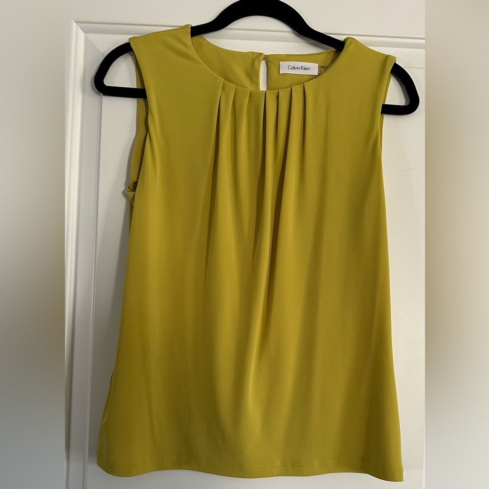 Calvin Klein Chartreuse Sleeveless Blouse